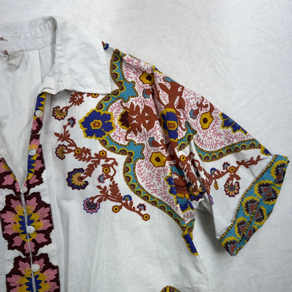 Cleobella Size M Jeni Blouse Top Lagos Print Button Down Cropped Boho Paisley - Picture 5 of 15